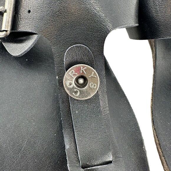 Corkys Thong Sandals Black Leather Womens Size 8 Roadway Classic Open Toe Flat - Picture 6 of 9